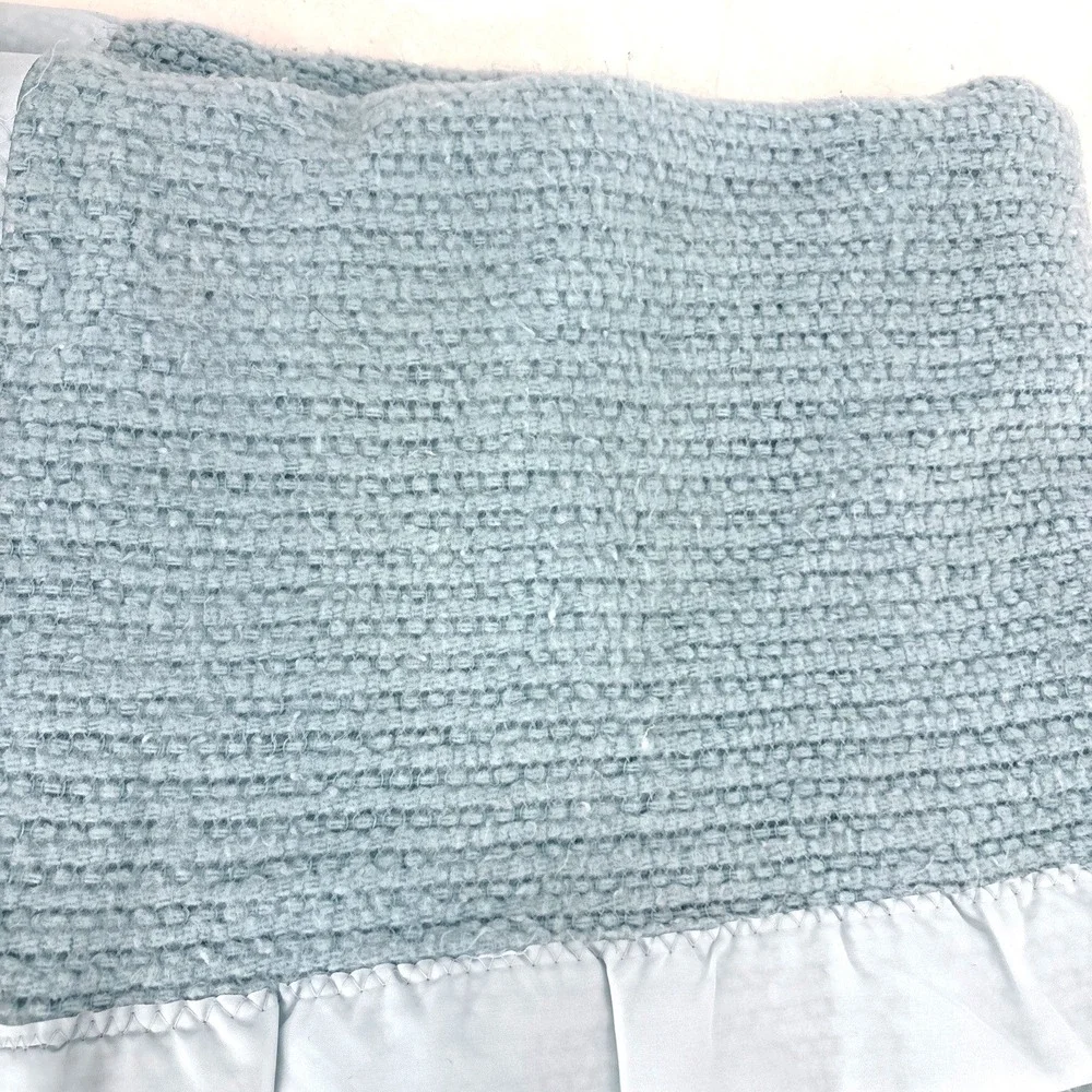 Vtg‎ Chatham Waffle Weave Satin Trim Baby Blanket Lovey Security Blue Thermal